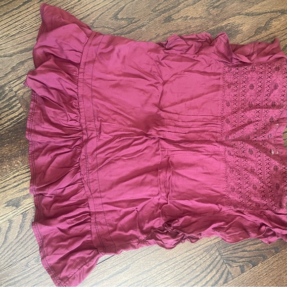 Abercrombie & Fitch Raspberry Ruffle Button-Front Blouse - Picture 2 of 4